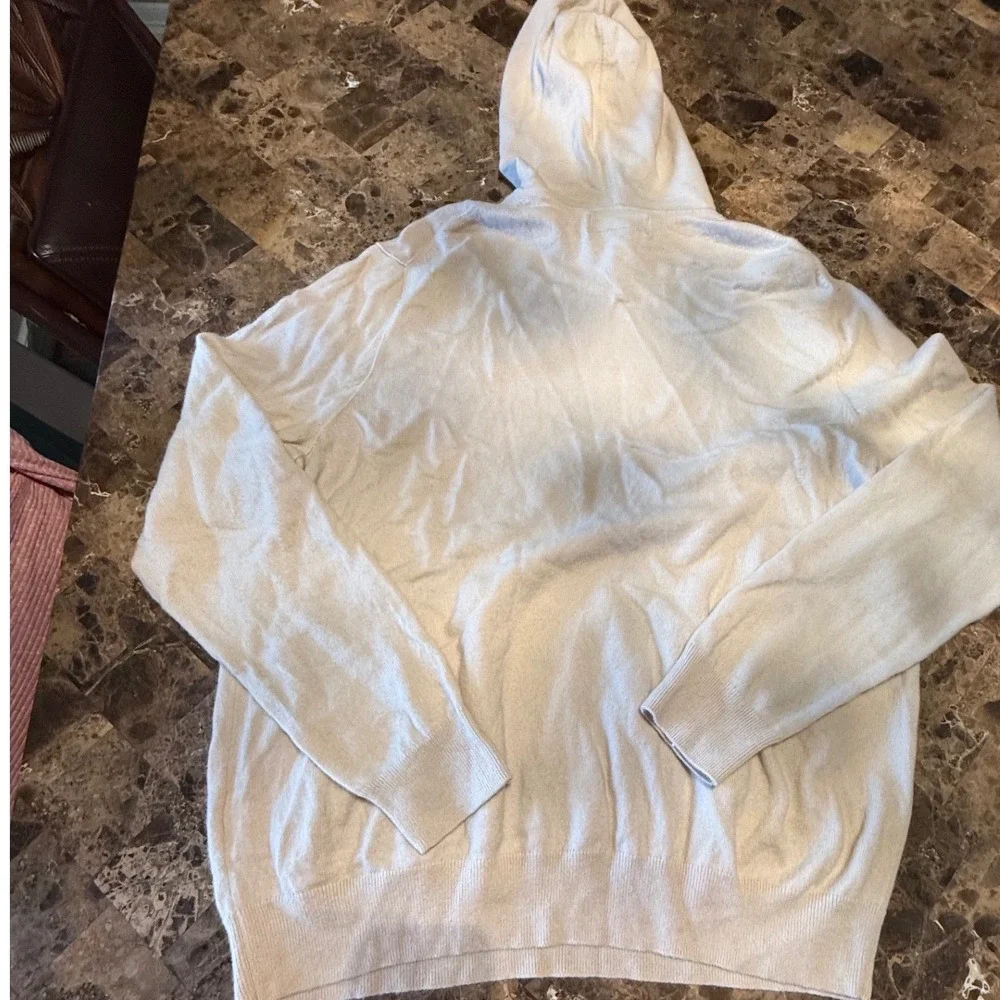 Banana Republic 100% Cashmere Hoodie Mens XL Tall Cream Pullover Sweater Knit